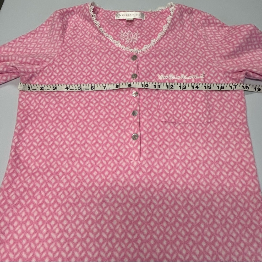 Eileen‎ West Nightgown Size XS Long Sleeve Fleece Pink Lace Cottagecore Modest - Picture 6 of 10